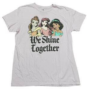 Disney Women's XL Pink Lavender Princess Ariel Jasmine Belle Crew‎ Neck TShirt